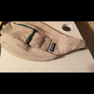 White polka dot Kavu sling bag